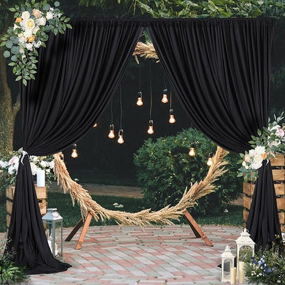 10 x 10 FT Black Backdrop Curtains for Parties, 10ft Long Curtains for Backdrop Wrinkle-Free Polyester Black Photo Drapes Soft Fabric with Rod Pockets for Birthday Wedding Ceremony Prom Events RIP