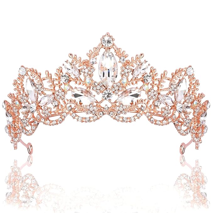 Rose Gold Tiara Wedding Tiaras and Crowns for Women Rhinestone Queen Tiara for Women Princess Crown Birthday Tiara Headbands for Wedding Prom Bridal Party Halloween Costume Christmas