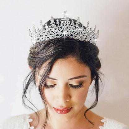 Crystal Tiaras & Crowns for Women, Bride Royal Queen Headband Princess Headpieces for Birthday Cake Crown & Prom Pageant Party