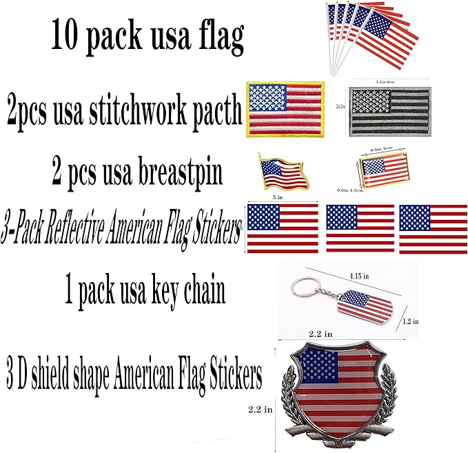 Fourth of July Patriotic Party Decorations, American Flag Patches, Key Chains, Brooches, American Car Stickers, American Flag, Independence Day Party Supplies