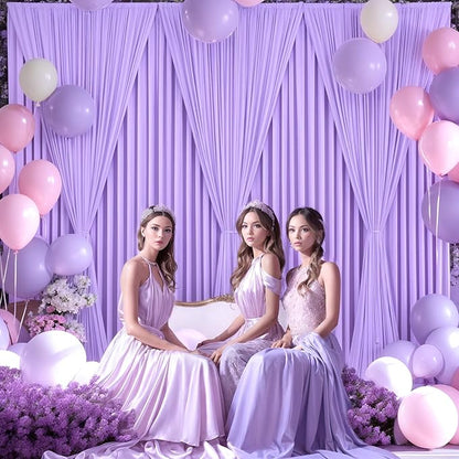 8 Panels Lavender Backdrop Curtain for Parties Wedding Wrinkle Free Light Purple Photo Curtains Backdrop Drapes Fabric Decoration for Baby Shower Photoshoot 40ft(W) x 10ft(H)