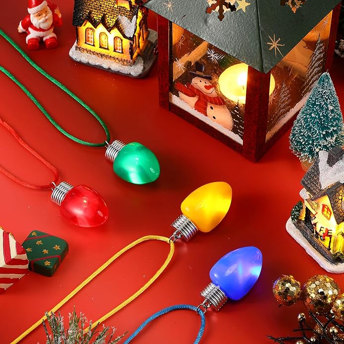 Yinkin 40 Pcs Light up Necklace Flashing Bulb Necklaces Men Women Glow Necklaces Bulk for Xmas Party Favors Stocking Stuffers Christmas Decoration Party Supplies, Assorted Color