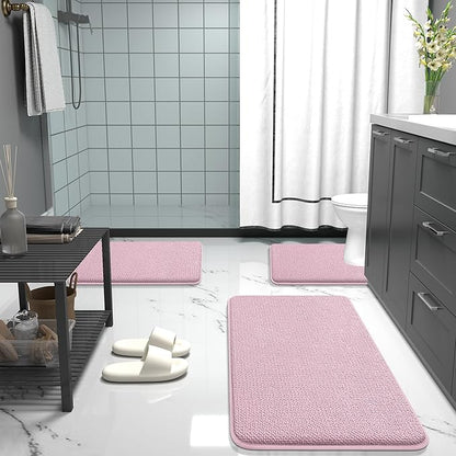 OLANLY Thick Memory Foam Bath Mat Rug 36x24, Extra Soft Absorbent Bathroom Rug, Quick Dry Bath Mats, Non-Slip, Machine Washable Carpet for Bathroom, Tub and Shower, Home Decor Accessories, Dusty Rose