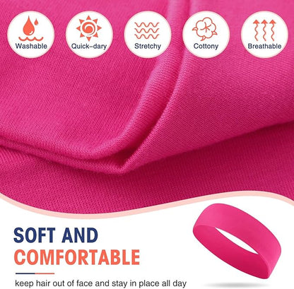 Hotop 20 Pcs Sport Stretchy Headbands for Girls Women Non Slip Soft Fabric Elastic Headband Bulk for Yoga DIY Team Gifts