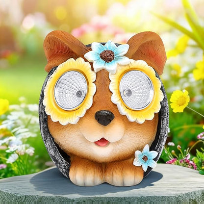 Rabbit Statue for Garden Decor, Bunny Home Figurine Decor with Solar Lights for Outdoor Patio Porch Lawn Yard Backyard Outdoor Indoor Shelf Decoration, Easter Animal Sculptures, for Mom