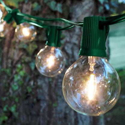 Hometown Evolution, Inc. G50 2" LED Filament Plastic Outdoor Patio String Lights with 0.6 Watt Light Bulbs (G50 LED Plastic - Green Wire, 100 ft)