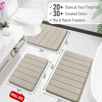 OLANLY Memory Foam Bath Mat 34x21, Super Soft Absorbent Bathroom Rugs, Quick Dry, Machine Washable Shower Floor Rugs, Bathmat Carpet, Bathroom Home Decor Accessories, Warm Taupe