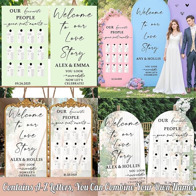 Custom Wedding Mirror Vinyl Decals Personalized Wedding Welcome Signs DIY Bride and Groom Names Stickers Welcome to Our Love Story Sign for Reception Display Party Entry Weddings Letters Decoration