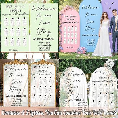 Custom Wedding Mirror Vinyl Decals Personalized Wedding Welcome Signs DIY Bride and Groom Names Stickers Welcome to Our Love Story Sign for Reception Display Party Entry Weddings Letters Decoration
