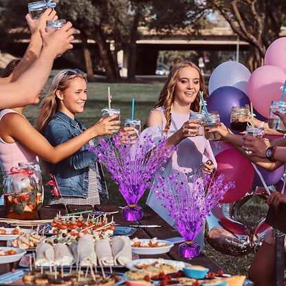 Crowye 18 Pcs Foil Spray Centerpiece Christmas Party Winter Star Table Decoration Burst Metallic Table Centerpieces for Birthday Party Season Holiday(Purple)