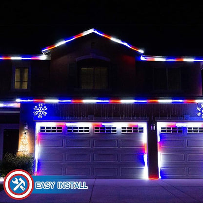 Russell Decor 30ft/9m Led Rope Lights Lamps Kit Indoor Outdoor Decorative Lighting for Patriotic 4th of July Memorial Day Decor Party Trees Patio Deck Flexible String Tube Lights Red White and Blue