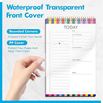To Do List Notepad, Daily Planner Notebook with 52 Tear-off Sheets, Undated Writing Organizer for Daily Tasks and Goal, Coiled Task Track Checklist Productivity Pad for Office, Classroom, Home, School