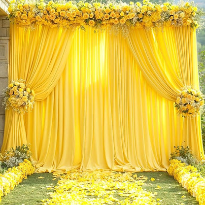 10x10 Yellow Backdrop Curtain for Parties Wrinkle Free Lemon Yellow Photo Curtains Backdrop Drapes Fabric Decoration for Birthday Party Wedding Baby Shower 5ft x 10ft,2 Panels