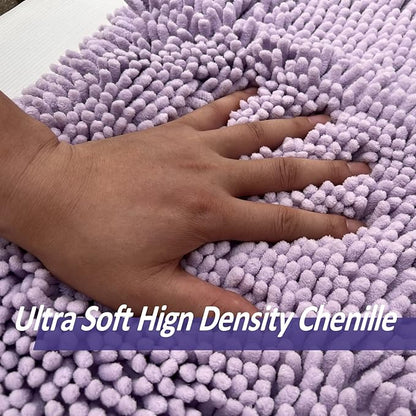 RUN HELIX Chenille Bathroom RugsSet 3 Piece Bath Mats for Bathroom Non-Slip Luxury Bathroom Runner Rug Extra Soft and Absorbent Shaggy Rugs Washable Dry Plush
