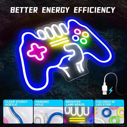 Gamer Neon Sign, Dimmable Gaming Neon Sign, Gaming lights For Wall Game room decor - Best Gamer Gifts for Boys, Kids