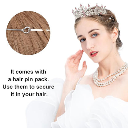 COCIDE Pink Crowns for Women Pink Tiaras for Women Princess Tiaras for Girls Costume Halloween Hair Accessories Royal Crystal Headbands Cosplay Birthday Pageant Bride Headpieces
