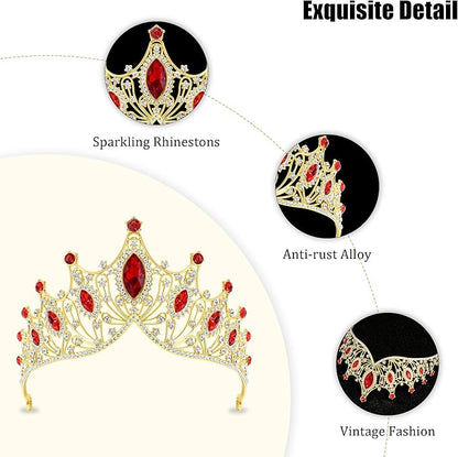 TAROSE Silver Tiaras for Women and Girls, Crystal Gold Crowns for Women, Hair Accessories for Bride/Halloween/Prom/Birthday