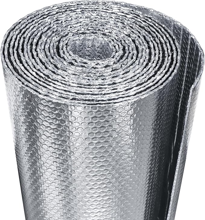 Bubble Reflective Window Insulation, 36" W x 10 Ft L, Silver Aluminum, Energy Saving, Temperature Protection, Soundproofing, Privacy