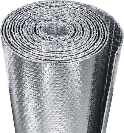 Bubble Reflective Window Insulation, 36" W x 10 Ft L, Silver Aluminum, Energy Saving, Temperature Protection, Soundproofing, Privacy