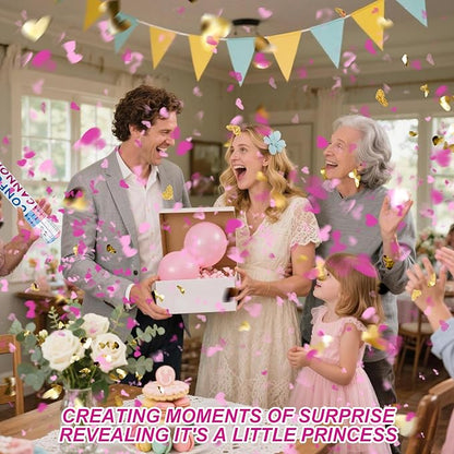 4 Pack Gender Reveal Confetti Cannon, 12 in Pink Heart Shaped Paper Party Poppers Cannons, Confetti Poppers For Baby Boy Girl Gender Reveal Baby Showers (Heart, Pink)