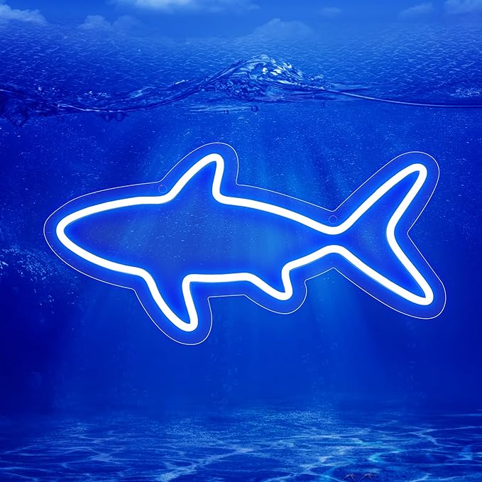 Neon Sign, Fish Led Neon Signs for Kids Gift, USB Powered Blue OceanTheme Art Neon Night Light Acrylic Light Up Sign for Kids Birthday Gift Festival Party Holiday Decor