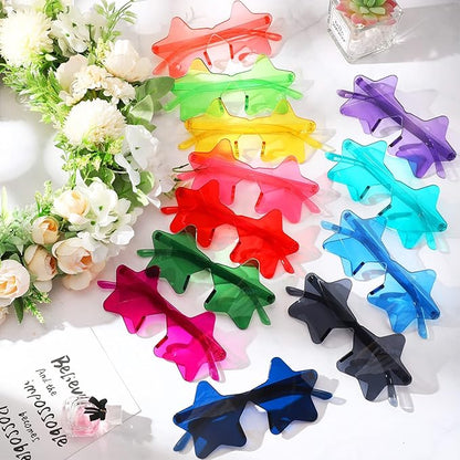 Cindeer 40 Pairs Rimless Star Shape Sunglasses Colorful Transparent Sunglasses Pentagram Glasses for Party