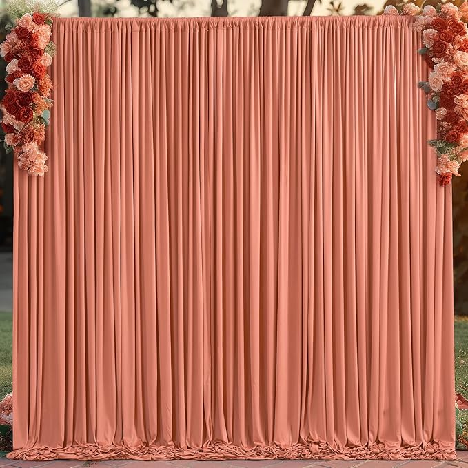 10x10 Rust Backdrop Curtain for Parties Wedding Wrinkle Free Red Photo Curtains Backdrop Drapes Fabric Decoration for Birthday Party Baby Shower Christmas 5ft x 10ft,2 Panels