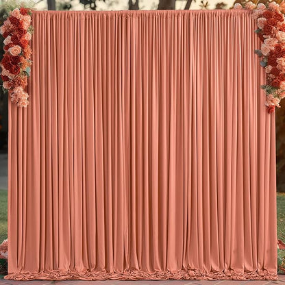 10x10 Rust Backdrop Curtain for Parties Wedding Wrinkle Free Red Photo Curtains Backdrop Drapes Fabric Decoration for Birthday Party Baby Shower Christmas 5ft x 10ft,2 Panels