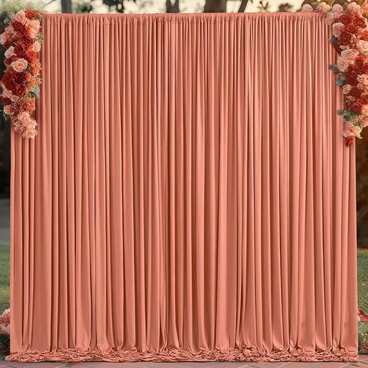 10x10 Rust Backdrop Curtain for Parties Wedding Wrinkle Free Red Photo Curtains Backdrop Drapes Fabric Decoration for Birthday Party Baby Shower Christmas 5ft x 10ft,2 Panels