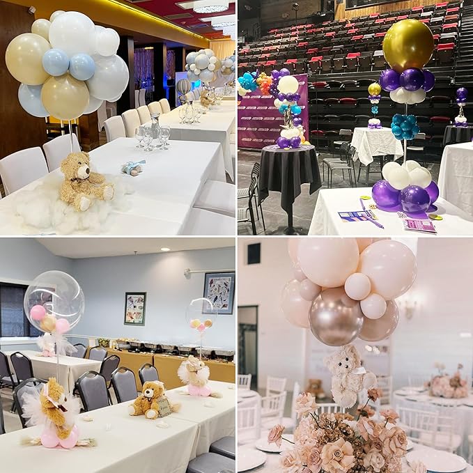 4 Pack Clear Acrylic Table Balloon Stand Kit, 23.6 Inch Tabletop Balloons Centerpiece Stand with Base, Balloon Stick Holder for Wedding, Baby Shower, Birthday Party Decoration