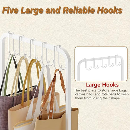Sturdy Purse Organizer with Thick Wood & Purse Hanger, Floor-Standing Purse Rack Stand for Purse Storage, Narrow & High-Capacity Handbag Organizer, Purse Storage Organizer for Small Place