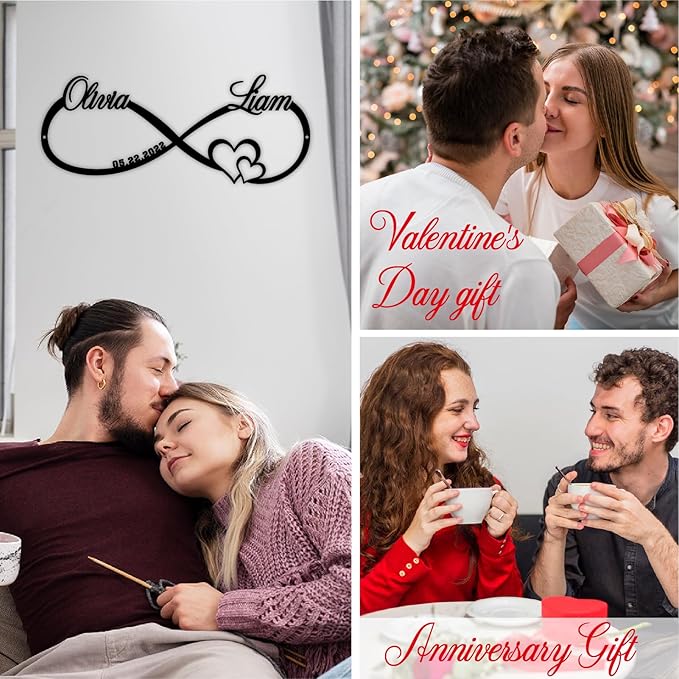 Personalized Couples Name Metal Sign,Custom Couples Name and Date Wall Decor,Passionate Heart Wall Art Sign for her him,Home,Wedding,Anniversary,Valentines Day Gift