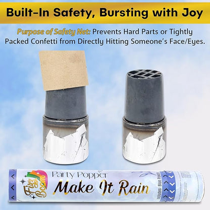 2 Pack Gender Reveal Smoke Confetti Poppers - Biodegradable Blue Powder Poppers for Baby Gender Reveal | Creates Vibrant Cloud of Color | Perfect for Photography and Special Events