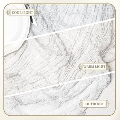 Le courant 12pcs 10Ft Cheesecloth Table Runner, Rustic Boho Gauze Cheese Cloth Runner Table Runner for Weddings Bridal Baby Shower Birthday Holiday Parties Home Decor, Lvory