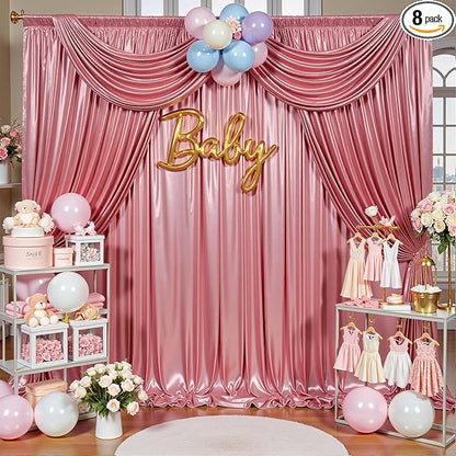 40x10ft Shimmer Rose Gold Sequin Backdrop Curtain for Parties,Thick Wrinkle Free Glitter Backdrop Drapes Rose Photo Back Drop Curtains for Birthday Wedding Party Photography Background-8 Panels 5x10ft