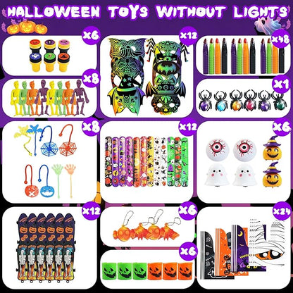 264 PCS Halloween Party Favors for Kids, Halloween Toys Bulk With Light Up Toys, Halloween Prizes, Treats Non Candy, Goodie Bag Stuffers, Treasure Box Toys for Classroom