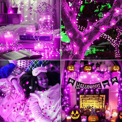 Fairy Lights,Silver Wire String Lights Waterproof,Battery Operated 7FT 20LED Firefly Starry Moon Lights for DIY Christmas Wedding Party Bedroom Decor (Pink, 24 Pack)