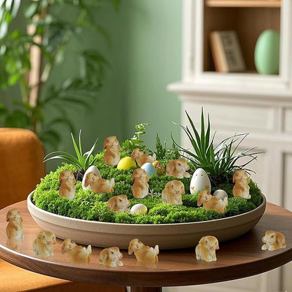 DR.DUDU 24 PCS Mini Bunnies Easter Decor - Mini Resin Animals Rabbits, Miniature Figurines Tiny Animals to Hide, Easter Egg Filler Stuffers DIY Crafts Fairy Gardens Table Decor (Brown)