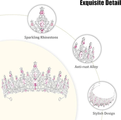 TAROSE Silver Tiaras for Women and Girls, Crystal Gold Crowns for Women, Hair Accessories for Bride/Halloween/Prom/Birthday