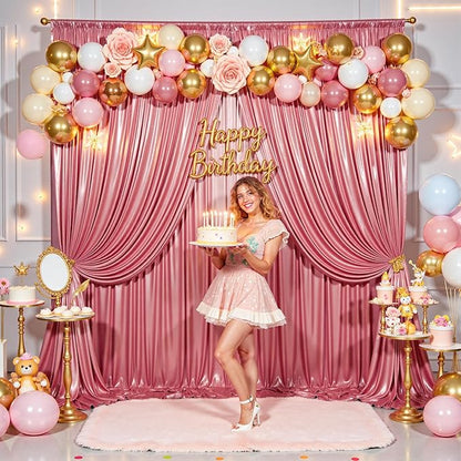 10x10ft Rose Gold Sequin Backdrop Curtain for Wedding Parties,2 Panels 5x10ft Thick Wrinkle Free Shimmer Glitter Rose Gold Photo Backdrop Drapes Curtains for Birthday Photography Background Cloth
