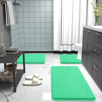OLANLY Thick Memory Foam Bath Mats Rugs 44x24, Extra Soft Absorbent Bathroom Rug, Quick Dry Bath Mat, Non-Slip, Machine Washable Carpet for Bathroom, Tub and Shower, Home Decor Accessories, Mint Green