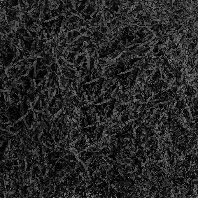 VGOODALL 2LB Black Crinkle Paper Filler, Shredded Confetti Paper for Gift Basket Filling Halloween Christmas Birthday Party Gift Box Wrapping Stuffing Supplies