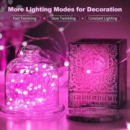 20 Pack LED Fairy Lights Battery Operated,20 LED Waterproof Mini Twinkle String Lights for Wedding Christmas Decorations,Pink