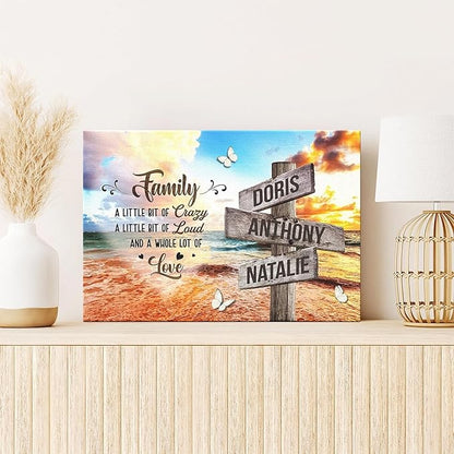 Dem Canvas Personalized Family Names Canvas, Custom Vintage Wooden Sign With Name, A Whole Lot Of Love Family Street Sign Customized