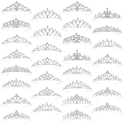 30 Pcs Tiaras Crowns Headbands for Women Girls Silver Princess Tiara Bulk Crown Tiaras Rapunzel Crown for Wedding Birthday Crystal Tiara for Prom, Bride, Pageant, Halloween