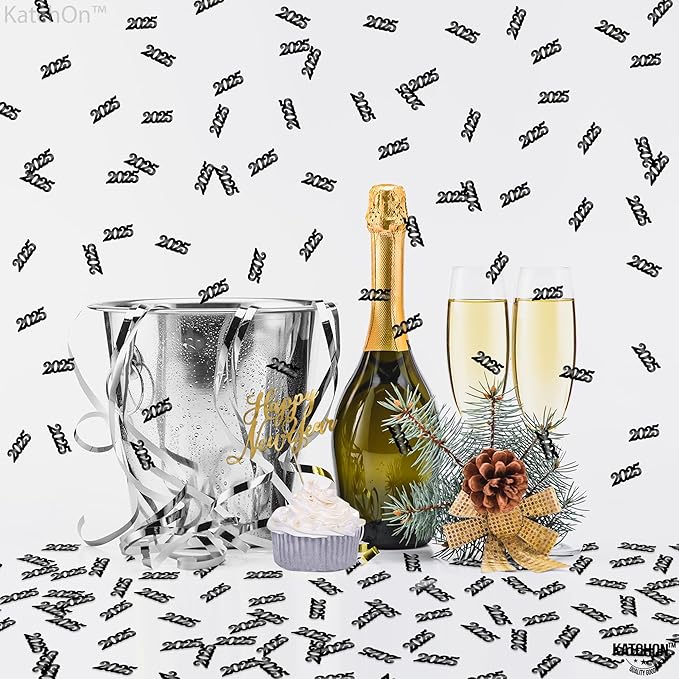 KatchOn, Shiny Black Grad Confetti 2025 - Pack of 500 | Graduation Confetti Class of 2025 Decorations | Graduation Decorations 2025 | Prom Decorations 2025
