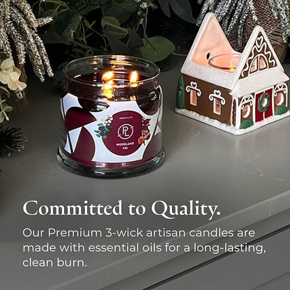 PartyLite 3-Wick Jar Candle, Highly Fragranced Clean Burning Glass Candle, 25-45 Hours Burn Time (Woodland Fig)