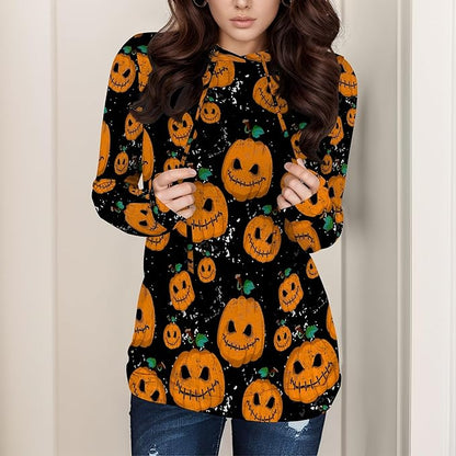 Halloween Sweatshirts For Women Long Sleeve Spooky Graphic Sweatshirts Pumpkin Pullover Halloween Party Club Wear