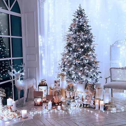 JMEXSUSS 300 LED Christmas Lights Clear Wire, 8 Modes White Christmas String Lights for Tree, Christmas Tree Lights Indoor Outdoor Plug in for Party Wedding Christmas Decorations
