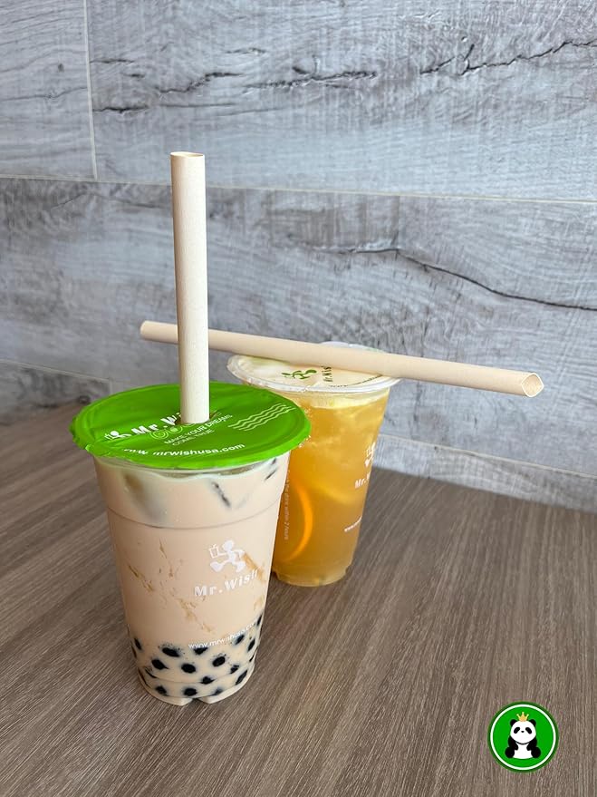 Pandaboard™ Compostable Bamboo Boba/Milkshake/Smoothie Straws - Wrapped - bag of 80